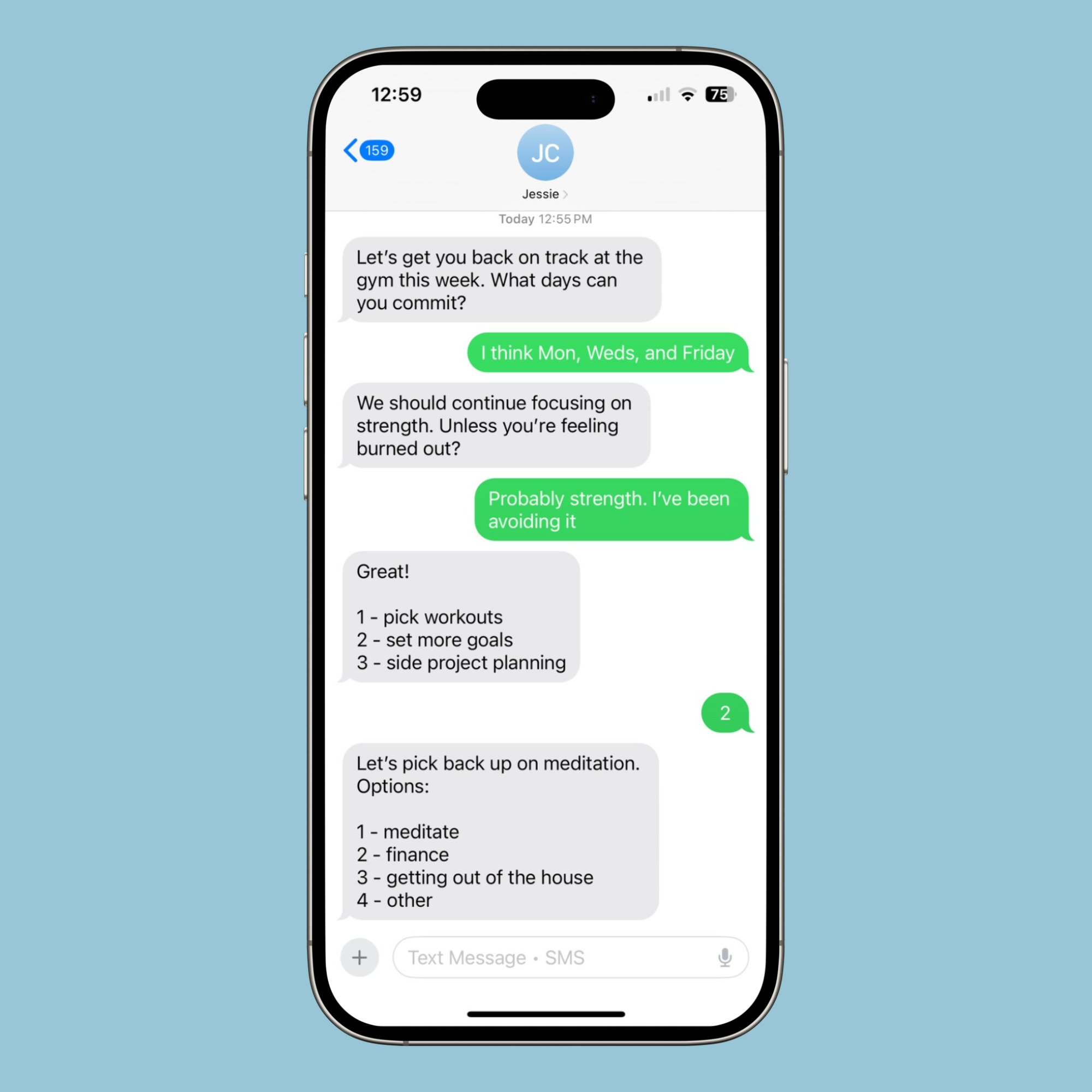 Jessie Chat text message conversation.